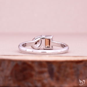 Emerald and Pear Cut Fancy Champagne Lab Grown Diamond Toi Et Moi Engagement Ring with Silver Wedding Gift | Ready to Ship - Product Image 3