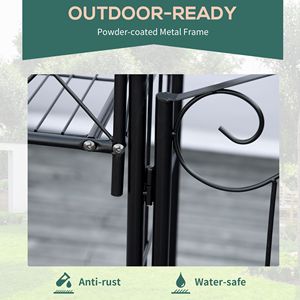 Arco da Giardino in Metallo Nero a 7 Pezzi con 4 Fioriere e Doppie Porte per Cerimonie e Matrimoni - Product Image 6