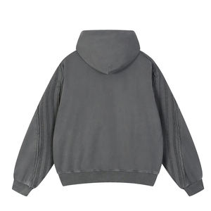 Sweat-shirt à capuche zippé pour homme, coupe oversize et carrée, épais, en molleton polaire personnalisé avec couche d'air 500 g/m², effet délavé, épaules tombantes - Product Image 2