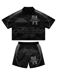Cropped <b>Mesh</b> Jersey Shirt & Shorts <b>Set</b> | Graphic Streetwear <b>Two</b> <b>Piece</b> <b>Set</b> | OEM Private Label Manufacturer - Product Image 2