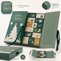 Boîte cadeau calendrier de l'avent de Noël personnalisée, en carton, avec tiroirs vides, emballage de luxe pour bijoux et parfums, boîte à double porte