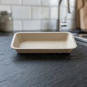 Plato Rectangular Premium de 7 Pulgadas de Bagazo de Caña de Azúcar Natural, Compostable, Ecológico y Desechable - Product Image 3