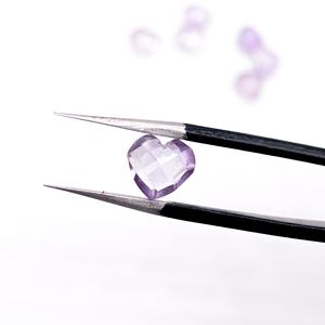 Ametyste rose facettée, sculptée à la main en forme de cœur, pierre précieuse pour la création de bijoux, 8 mm, améthyste naturelle, pierre précieuse en vrac, sculpture briolette. - Product Image 1
