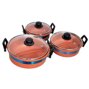 Classic Clay Cookware Set Clear Glass Lid Two Handles Eco-Friendly Terracotta <b>Cooking</b> <b>Pot</b> for Healthy Slow Cooked Food Home - Product Image 2