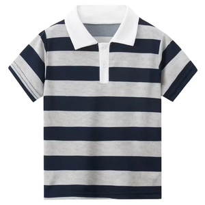 Summer Children's Shirt Medium Large Size Unisex Striped School Uniform Short Sleeve Outdoor Loose Fit T-Shirt for Boys and Girl - Product Image 1