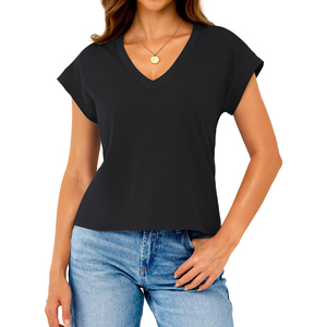 T-shirt court personnalisé pour femmes, respirant, à manches courtes, avec logo décoratif, décontracté - Product Image 5