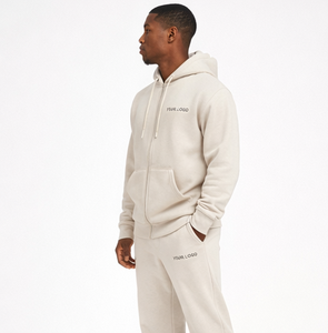 New High Quality Trending Men's Heavyweight Fleece Tracksuit Zip Hoodie and Jogger Sweatpants <b>Set</b> For Men Women - Product Image 1
