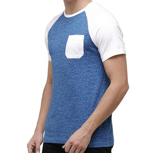 T-shirts pour hommes 100% coton, manches courtes, vente en gros, best-sellers, vêtements d'été décontractés, couleur unie, avec poche. - Product Image 3