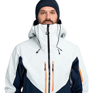 Veste matelassée imperméable à capuche pour homme, style color block, sportive, pour l'hiver et les activités de plein air, coupe classique, en polyester avec fermeture éclair - Product Image 5