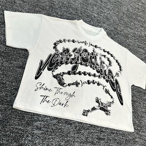 Camiseta de algodón 100% de 300 g/m² con estampado DTG, estilo streetwear, hombros caídos, corte holgado y extragrande, fabricada a medida. - Product Image 2