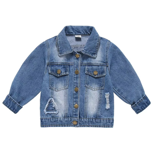 Q20806 Children's Clothing New Boys Fashion Patch Ripped Denim <b>Jacket</b> Boy Denim Outerwear Coat - Product Image 2