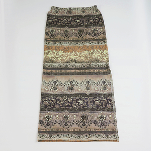 Jupe longue mi-longue pour femme, style bohème vintage, imprimé ethnique floral, taille haute, coupe trapèze, avec fente latérale, pour l'été et les vacances 2026 - Product Image 1