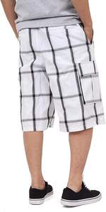 กางเกงขาสั้นคาร์โก้ผู้ชาย – กางเกงลำลองลายสก๊อตทรงหลวมเอวยางยืดมีกระเป๋าหลายช่องทรงปกติ - Product Image 2