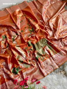 Collection Premium de Saris en Soie avec Motifs Animaux - Arbre-Fleur sur le Thème de la Jungle, Ensemble de Saris avec Broderie Zari, Vente en Gros - Product Image 3