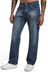 Jeans de Mezclilla para Hombre, Corte Recto, Lavado a la Piedra, Cintura Media, Corte Regular, Estilo Casual de Algodón, para Otoño - Product Image 5
