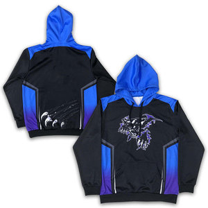 Sweat à capuche pour homme, imprimé dragon dégradé noir et bleu, sublimation, coupe classique, décontracté, pour l'automne - Product Image 1
