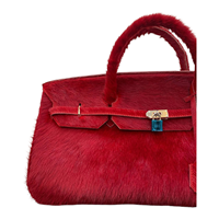 ADIBA OVERSEAS Tas Tote Bohemian Bulu Sapi Merah Tas Tangan Besar Tas Selempang untuk Perjalanan Sehari-hari Mewah Tahan Lama Suede Berkualitas Tinggi