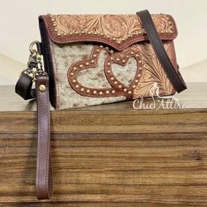 Sac à main mini pochette bandoulière en cuir véritable fait main pour femme, style western, en cuir de vachette, collection 2026, tendance et très demandé - Product Image 1