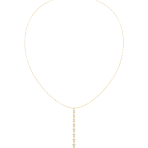 Collier pendentif barre verticale en or jaune avec diamant de laboratoire pour femme |   Chaîne de bijoux minimaliste avec diamants ronds, cadeau - Product Image 2