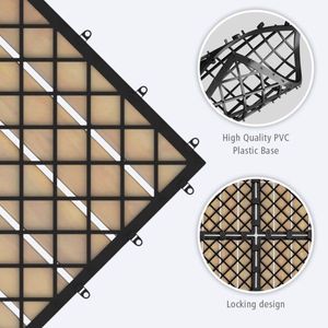 10-Piece Set 12 X 12 Inch Acacia Wood Interlocking Tile Flooring for Decking - Product Image 4