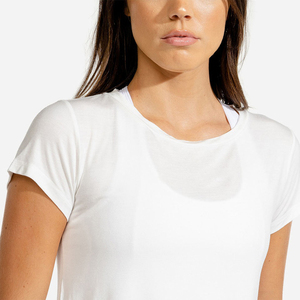 Haut court classique pour femme, coupe ajustée, tissu extensible, couleur unie, respirant, séchage rapide, tissu jersey pour l'été - Product Image 2