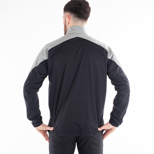 Men's Gray Quarter-Zip Long Sleeve Knitted Jacket Solid Color Sporty Windproof Full Sleeve Golf Top - Product Image 4