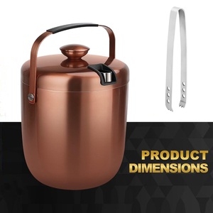 Polished Shiny Copper Metal <b>Ice</b> Bucket Completed With A Matching Spire Lid Smooth Carry Handle And Chilling Tongs For Parties - Product Image 5