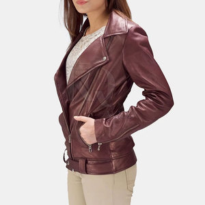Stylish Vintage Reversible <b>Winter</b> <b>Leather</b> <b>Jacket</b> Women Biker Look Slim Fit Comfortable Inner Lining Fashion Party Travel - Product Image 2