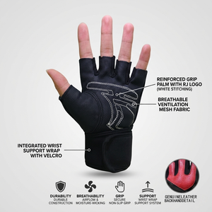 <span class=keywords><strong>Gants</strong></span> de sport mi-doigts pour hommes en <span class=keywords><strong>cuir</strong></span> imperméable antidérapants pour la <span class=keywords><strong>musculation</strong></span>, l'entraînement et le fitness en extérieur - Product Image 3
