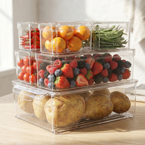 <b>Clear</b> Storage <b>Container</b> Set – Stackable Fridge, Pantry & Office Organizers, Multiple Sizes, Multipurpose & Durable - Product Image 1