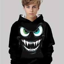Sweat à capuche 3D Monster Smile pour homme - Édition graphique Evil Green-Eye - Product Image 2