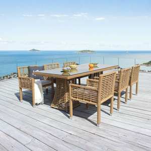 Natural-Look PE Bamboo Dining Chair and Table Set with Aluminum Structure - Product Image 1