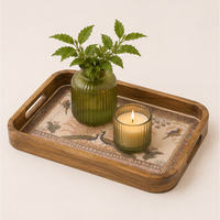 Plateau de service en bois floral moderne, artisanal, écologique et de qualité supérieure, idéal pour la décoration de mariage et de la maison