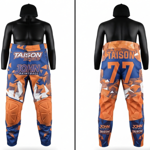 Pantalon de paintball TAISON SPORTS pour homme, 280 GSM, tissu polyester spandex premium, orange, bleu, blanc, design avec empiècements rembourrés, imperméable - Product Image 1