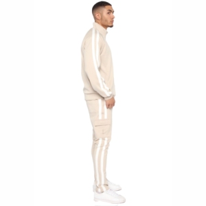 Conjunto deportivo informal de algodón grueso OEM, sudadera con capucha extragrande y pantalones deportivos, conjunto deportivo de alto rendimiento con rayas. - Product Image 1
