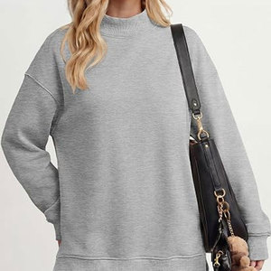 Sudadera Oversize de Cuello Alto para Mujer, Manga Larga, Ajuste Holgado, Casual, Otoño-Invierno, con Abertura Lateral Suave, Estilo Lindo y a la Moda - Product Image 5
