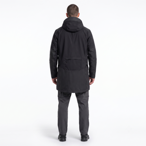 Parka technique imperméable en nylon pour homme avec fermeture éclair asymétrique et capuche, veste de pluie technique d'extérieur, fabricant OEM - Product Image 2