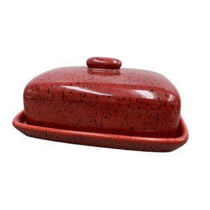 Pot à beurre rustique émaillé avec couvercle à bouton facile à saisir, grand plateau de service, rangement durable pour beurre de cuisine, design élégant - Product Image 1