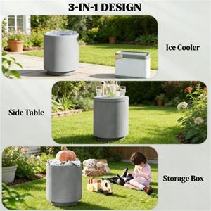 Tavolino da Esterno Grigio con Vano Porta Ghiaccio e Spazio per Barra Refrigerante, Arredo Unico e Pratico - Product Image 3