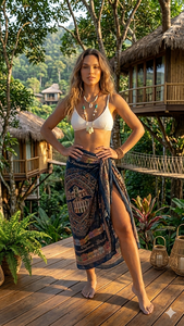 Maxivestido playero sin mangas con cuello halter para mujer, diseño con estampado digital, tejido ligero, ideal para resorts tropicales - Product Image 5
