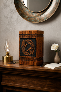 Wooden Cremation Urn Carved <b>Memorial</b> Keepsake <b>Box</b> Decorative Ash Container Adult Funeral Gift - Product Image 6