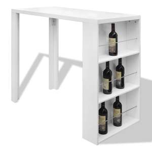 Table de bar en MDF blanc brillant avec porte-bouteilles, meubles élégants et stylés - Product Image 2