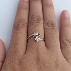 Namivaa Floral Cluster Marquise Cut <b>Open</b> <b>Ring</b> Women Adjustable Elegant Gift Fine Jewelry Polished Finish - Product Image 5