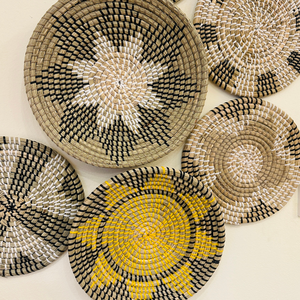 ชุดตะกร้าติดผนังสไตล์โบโฮทำมือจากหญ้าทะเล 9 ชิ้น – จานตกแต่งผนังแบบสาน - Product Image 3