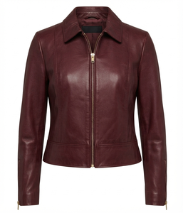 <b>Women</b> Genuine <b>Leather</b> <b>Moto</b> <b>Jacket</b> Zipper Biker Coat Long Sleeve Slim Crop Outerwear <b>Women</b> <b>Moto</b> <b>Jacket</b> Slim Fit <b>Leather</b> Biker - Product Image 3