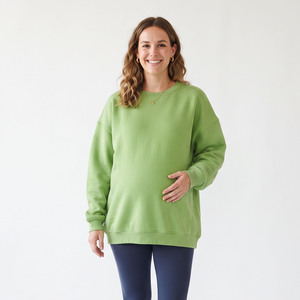Sudadera de Maternidad con Hombros Caídos, 100% Forro Polar, 550 GSM, Sudadera Gruesa de Cuello Redondo para Mujer, Sudadera de Embarazo - Product Image 2