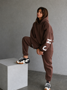 Sudadera con Capucha Extra Grande de Algodón con Parche de Letras en Chenilla en la Manga, Unisex, Informal, para Otoño e Invierno, Corte Regular - Product Image 5