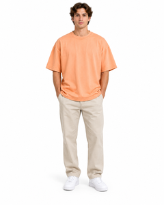 Camiseta Oversize Personalizada al por Mayor en Color Durazno y Naranja, Unisex, de Algodón Grueso, con Hombros Caídos, Estilo Urbano, Ropa de Marca Privada - Product Image 3