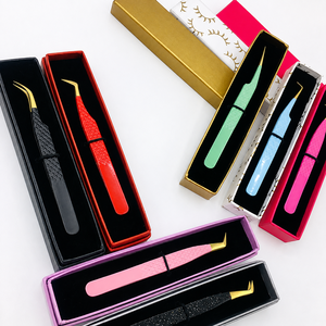 Pince à épiler colorée en acier inoxydable avec boîte, pointe inclinée, écologique, durable, design moderne pour les artistes professionnels en extensions de cils - Product Image 6