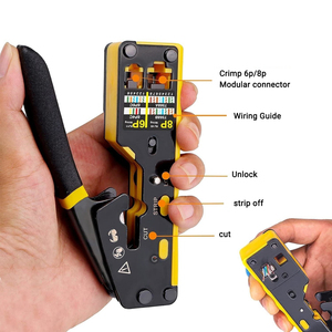 8 em 1 Straight Through Crimp <span class=keywords><strong>Tool</strong></span> <span class=keywords><strong>Kit</strong></span> 8P 6P Tester Fio Lâmina De Corte Cat6 Conector Protetor RJ45 Crimp <span class=keywords><strong>Tool</strong></span> - Product Image 4